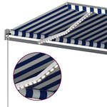 vidaXL Auvent automatique capteur de vent/LED 500x300 cm Bleu et blanc