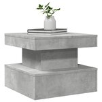 vidaXL Table basse avec lumières LED gris béton 50x50x40 cm