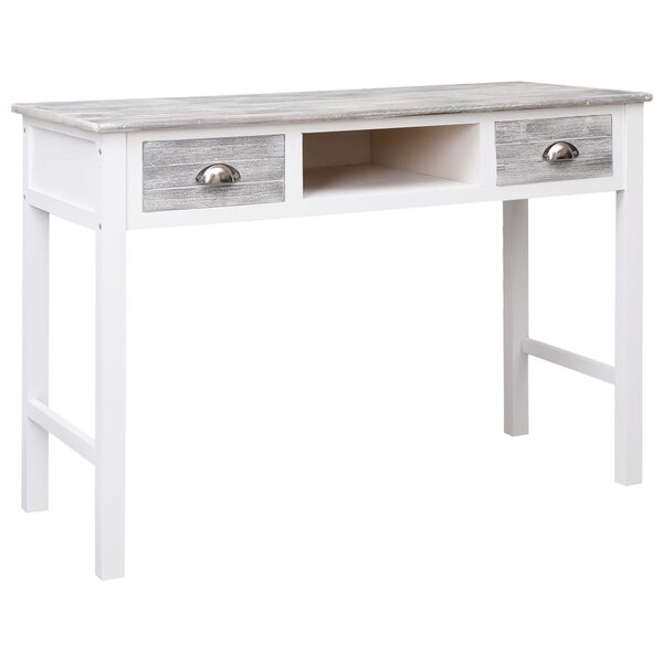 Bureau table poste de travail meuble d'ordinateur informatique étude 110 x 45 x 76 cm bois gris 02_0023821