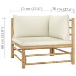 vidaXL Salon de jardin 6 Pièces avec coussins blanc crème bambou