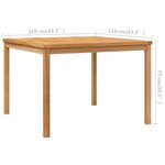 vidaXL Table à dîner de jardin 110x110x77 cm Bois de teck solide