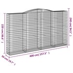 vidaXL Paniers à gabions arqués 15 Pièces 400x50x220/240 cm Fer galvanisé