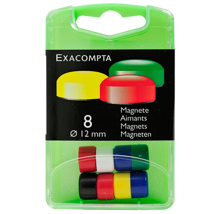 Boîte de 8 aimants F12 12mm de diamètre Couleurs assorties EXACOMPTA