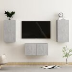 vidaXL Ensemble de meubles TV 3 Pièces Gris béton Bois d'ingénierie