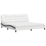 vidaXL Lit avec matelas blanc et noir 200x200 cm similicuir
