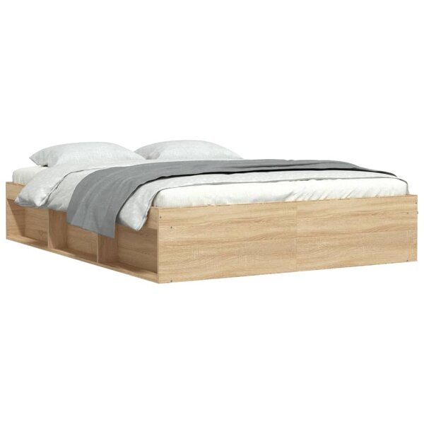 vidaXL Cadre de lit chêne sonoma 140x190 cm