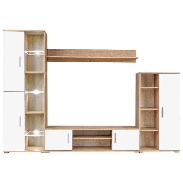 vidaXL Meuble TV mural avec lumière LED Chêne sonoma et blanc