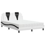 vidaXL Lit avec matelas blanc et noir 140x200 cm similicuir