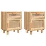 vidaXL Tables de chevet 2 Pièces Marron Bois pin massif et rotin naturel