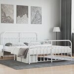 vidaXL Cadre de lit métal sans matelas et pied de lit blanc 180x200 cm