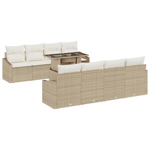 vidaXL Ensemble de canapé de jardin 7 Pièces Beige et crème polyrotin