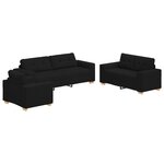 Canapé 3 places en tissu noir avec coussins
