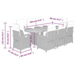 vidaXL Ensemble à manger de jardin et coussins 9 Pièces beige Poly rotin