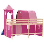 vidaXL Lit mezzanine enfants avec tour rose 80x200cm bois pin massif