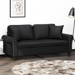 vidaXL Canapé 2 places avec oreillers décoratifs noir 140cm similicuir