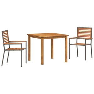 vidaXL Ensemble de salle à manger pour jardin 3 Pièces Gris