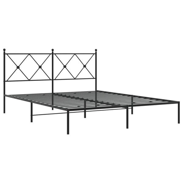 vidaXL Cadre de lit métal avec tête de lit noir 150x200 cm