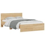 vidaXL Cadre de lit avec tête de lit et LED chêne sonoma 135x190 cm