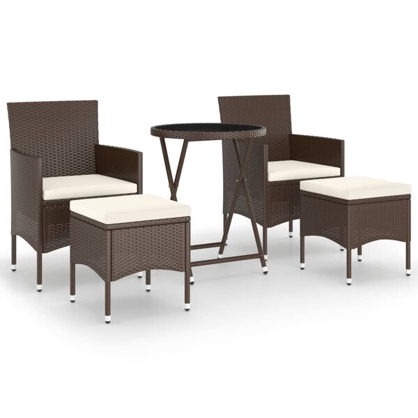 vidaXL Ensemble de bistro de jardin 5 Pièces poly rotin et verre trempé