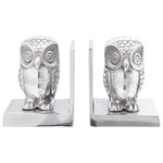 Serre-livres vidaXL 2 Pièces Argent 7x9x11 cm Aluminium Hibou