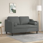 vidaXL Canapé 2 places avec oreillers gris foncé 120 cm tissu