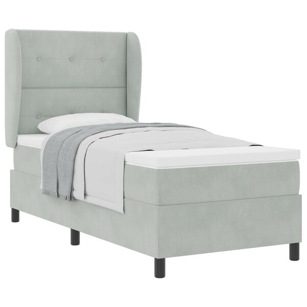 Lit Box Spring vidaXL avec Matelas Gris clair 90x200 cm Velours