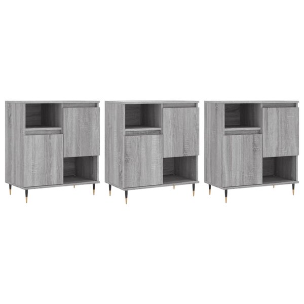 vidaXL Buffets 3 Pièces Sonoma gris Bois d'ingénierie