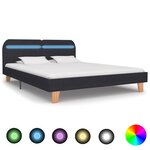 vidaXL Cadre de lit avec LED gris foncé tissu 180x200 cm