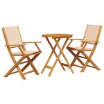 vidaXL Ensemble de bistro 3 Pièces beige tissu et bois massif