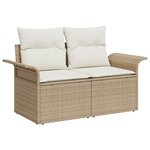 vidaXL Ensemble de canapé de jardin 4 pièces avec coussins Beige Poly Rotin