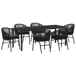 vidaXL Set de salle à manger de jardin 7 pièces noir poly rotin