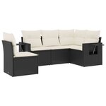vidaXL Salon de jardin 5 Pièces avec coussins noir résine tressée