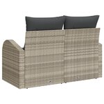 vidaXL Canapé de jardin 2 places avec rangement et coussins gris clair en rattan poly