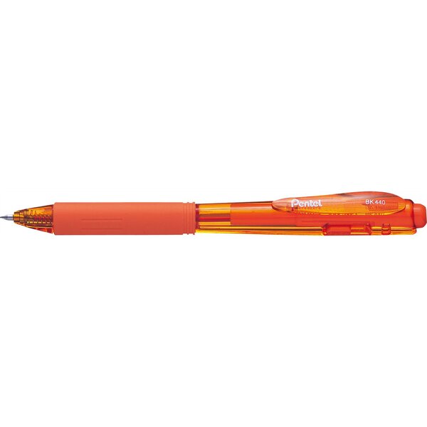 Stylo bille rétractable wow bk440 grip triangulaire pte moyenne orange x 12 pentel