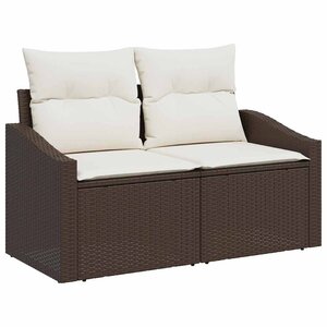 vidaXL Ensemble de canapé de jardin avec coussin 7 Pièces Marron et Crème