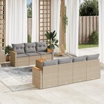 vidaXL Salon de jardin avec coussins 8Pièces mélange beige résine tressée
