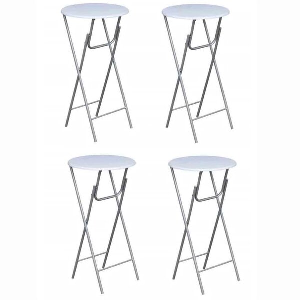 vidaXL Table de bar 4 Pièces avec dessus de table en MDF Blanc