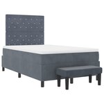 vidaXL Lit à ressorts avec matelas et banc gris foncé 120x190 cm en velours