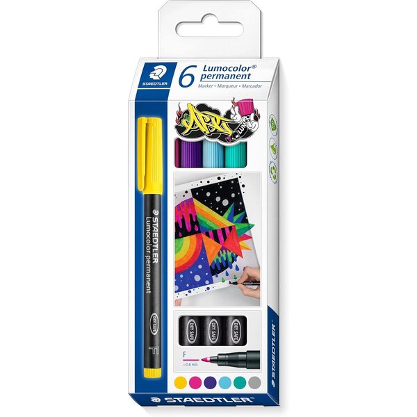 Marqueur permanent 318f lumocolor  étui de 6 staedtler