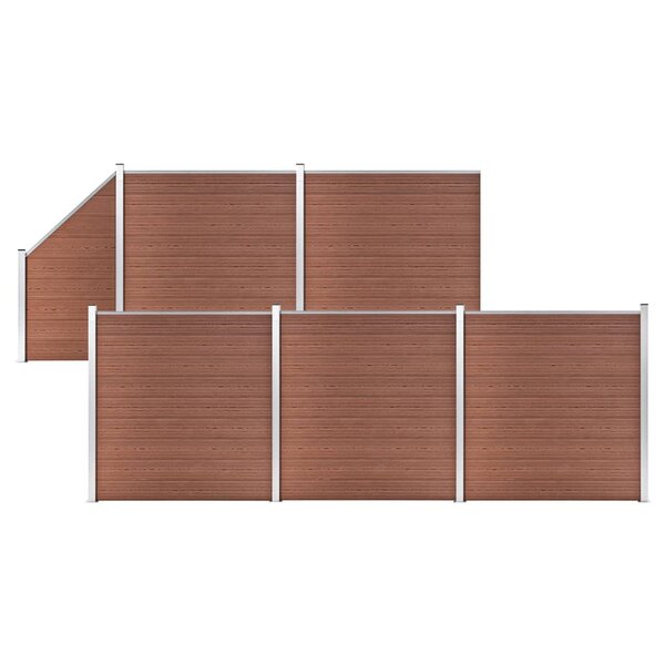 vidaXL Ensemble de clôture WPC 5 Carré + 1 Incliné 965 x 186 cm Marron