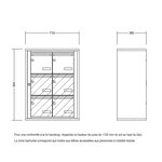 Bloc collectif leabox.com  2x3  grade 3  simple face  Intérieur  fixation murale  Bleu Saphir RAL 5003 finition brillante