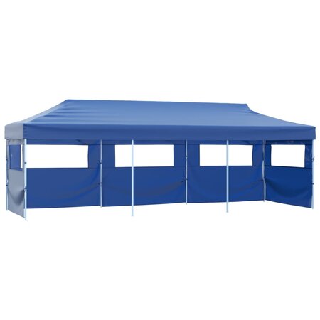 vidaXL Tente de réception pliable avec 5 parois 3x9 m Bleu