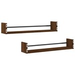 vidaXL Étagères murales avec barres 2 Pièces chêne marron 80x16x14 cm
