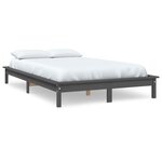vidaXL Cadre de lit Gris 200x200 cm Bois de pin massif