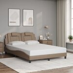 vidaXL Cadre de lit avec lumières LED cappuccino 140x200 cm similicuir