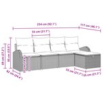 vidaXL Ensemble de Canapé de Jardin 5 Pièces avec Coussins Marron Poly Rattan