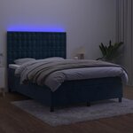 vidaXL Sommier à lattes de lit matelas et LED Bleu foncé 140x200 cm