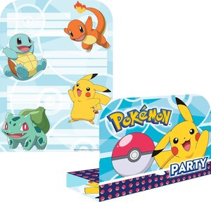 AMSCAN - LOT 8 Cartes invitation + Enveloppes Pokemon