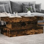 vidaXL Table basse avec lumières LED chêne fumé 90x50x40 cm
