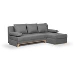 Canapé d'angle convertible - Tissu Gris - 197 x 91/132 x 82 cm - TEIJO